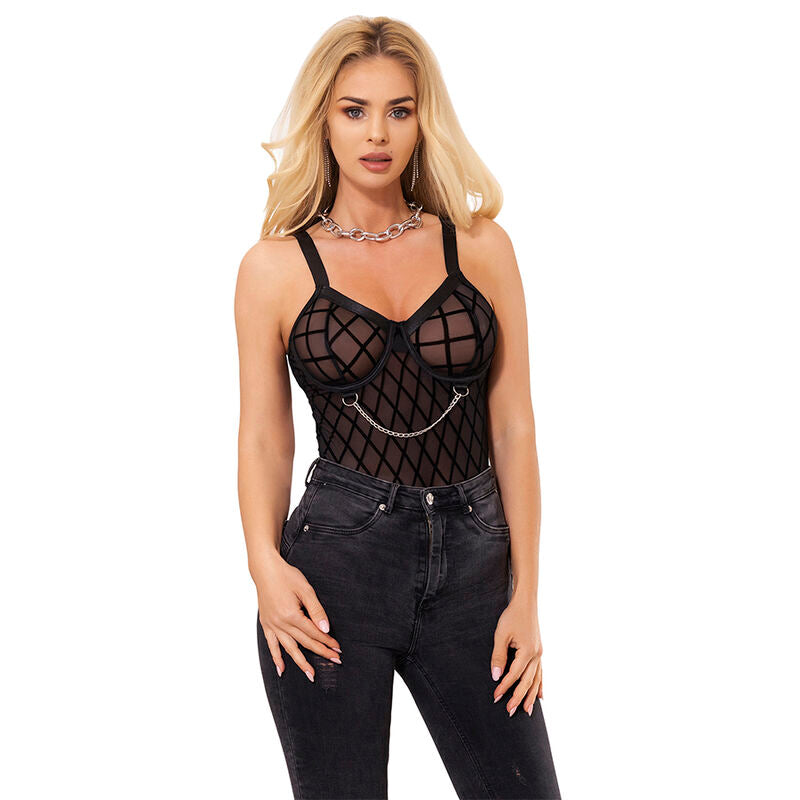 SUBBLIME - 9542277 BODY CON CATENE + CINTURA REGGICALZE NERO L/XL – Insieme sexy della biancheria – foto 4
