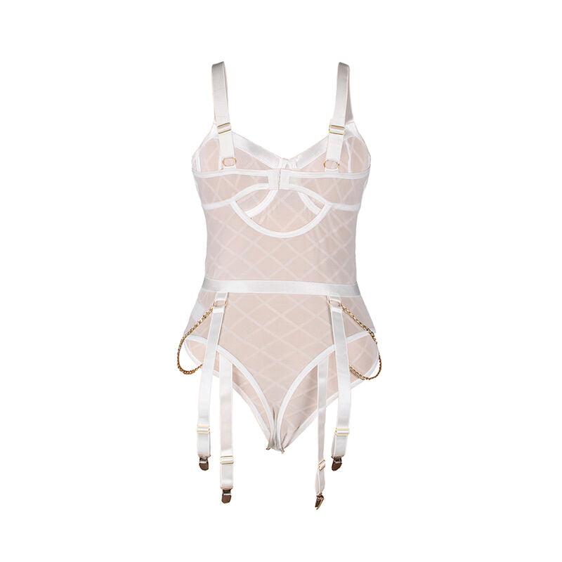 SUBBLIME - 954291 BODY CON CATENE + CINTURA GIACCHE BIANCO L/XL – Insieme sexy della biancheria – foto 6