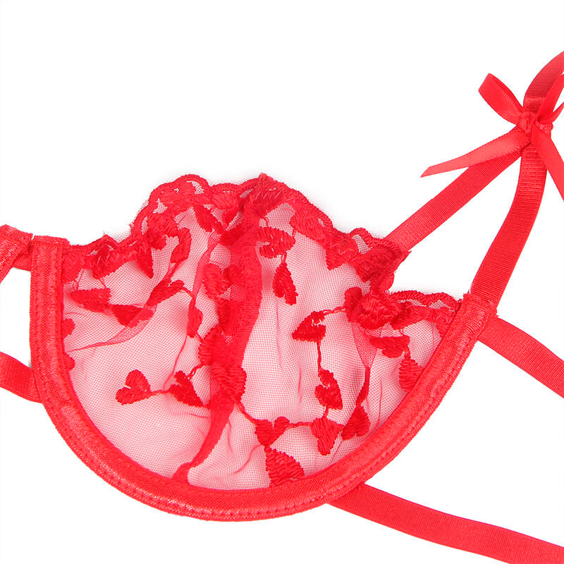 SUBBLIME - 954338 REGGISENO + PERIZOMA + CINTURA CON STAMPA A CUORE ROSSO L/XL – Insieme sexy della biancheria – foto 7