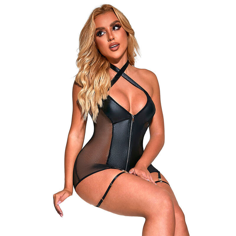 SUBBLIME - 954444 ABITO SEXY IN RETE PELLE NERO S/M – Abiti sexy – foto 3