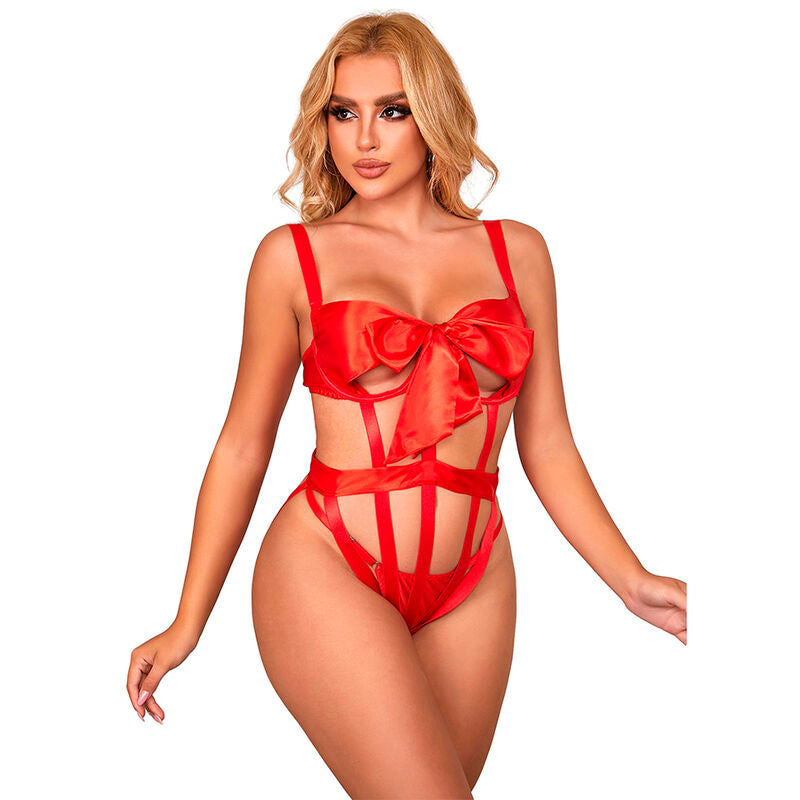 SUBBLIME - 954468 BODY SEXY TRAFORATO CON FIOCCO ROSSO S/M – Body