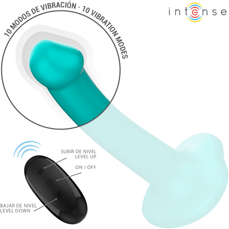 INTENSE - KATIE VIBRATORE CON VENTOSA 10 VIBRAZIONI TELECOMANDO BLU – Telecomando – foto 3