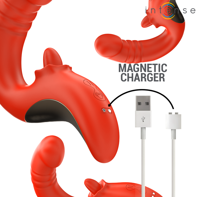 INTENSE - PAULINA VIBRATORE E STIMOLATORE A FORMA DI U ROSSO – Vibratore per coppie UD – foto 7