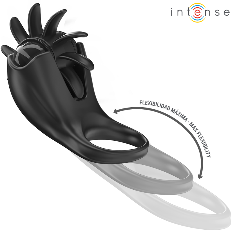 INTENSE - MABEL ANELLO VIBRANTE 10 VIBRAZIONI CON STIMOLATORE CLITORIDEO NERO – Cockring con vibrazione – foto 3