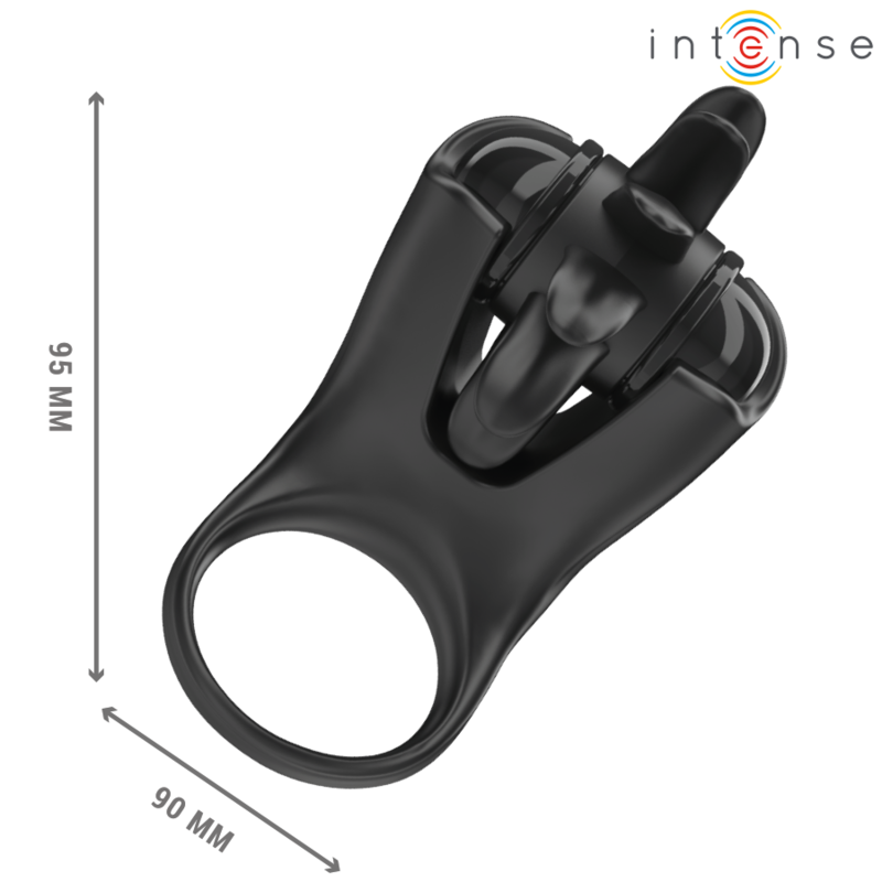 INTENSE - MABEL ANELLO VIBRANTE 10 VIBRAZIONI CON STIMOLATORE CLITORIDEO NERO – Cockring con vibrazione – foto 5