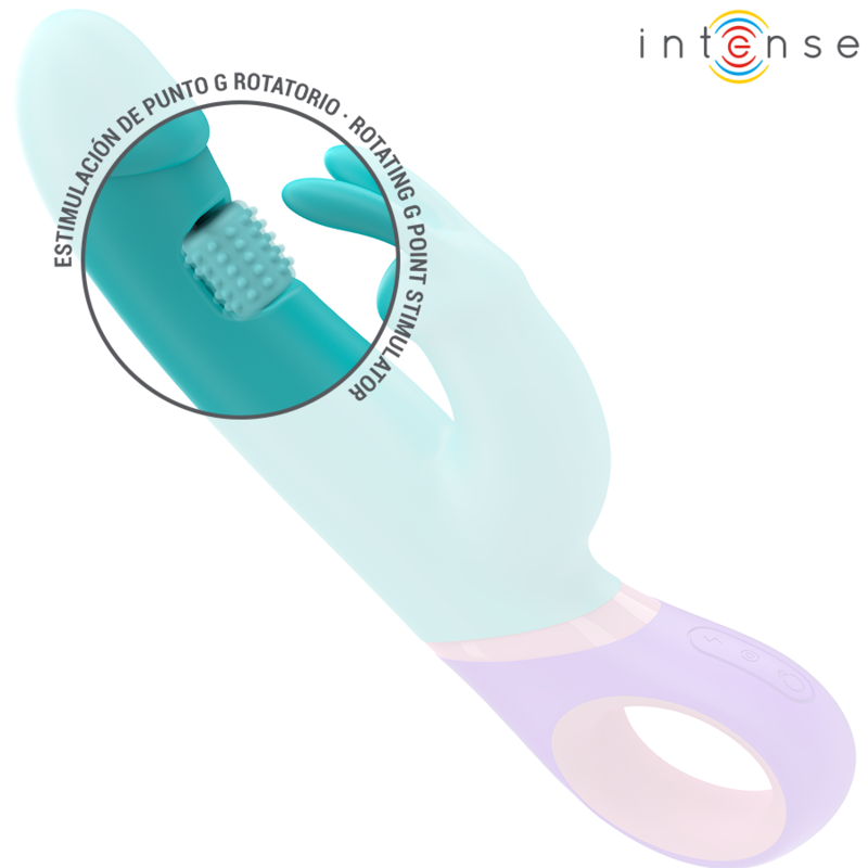 INTENSE - MONICA VIBRATORE RABBIT CON STIMOLATORE G-SPOT ROTANTE BLU – Vibratori a punto G – foto 4