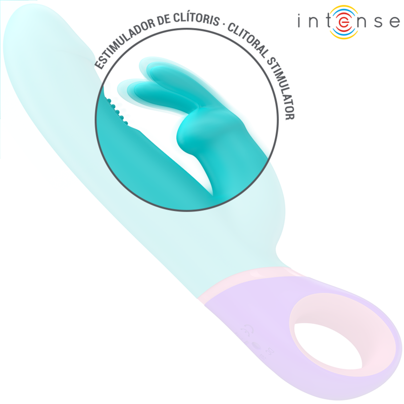 INTENSE - MONICA VIBRATORE RABBIT CON STIMOLATORE G-SPOT ROTANTE BLU – Vibratori a punto G – foto 3