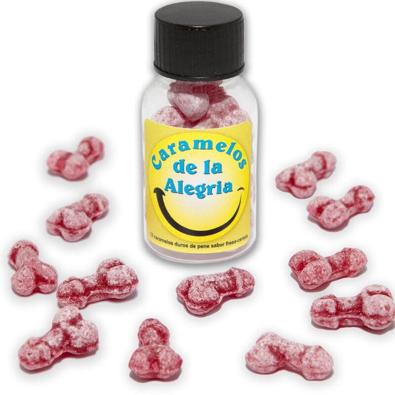 DIABLO PICANTE - 12 CARAMELLE JOY A FORMA DI PENE FRAGOLA/CILIEGIA – Giochi di addio singoli