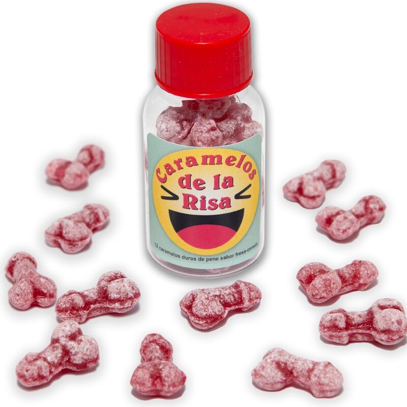DIABLO PICANTE - 12 CARAMELLE RISATE A FORMA DI PENE FRAGOLA/CILIEGIA – Giochi di addio singoli