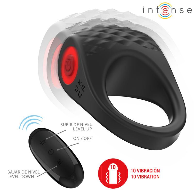 INTENSE - CLOVER VIBRATORE ANELLO PER PENE 10 VIBRAZIONI NERO – Cockring con vibrazione – foto 3