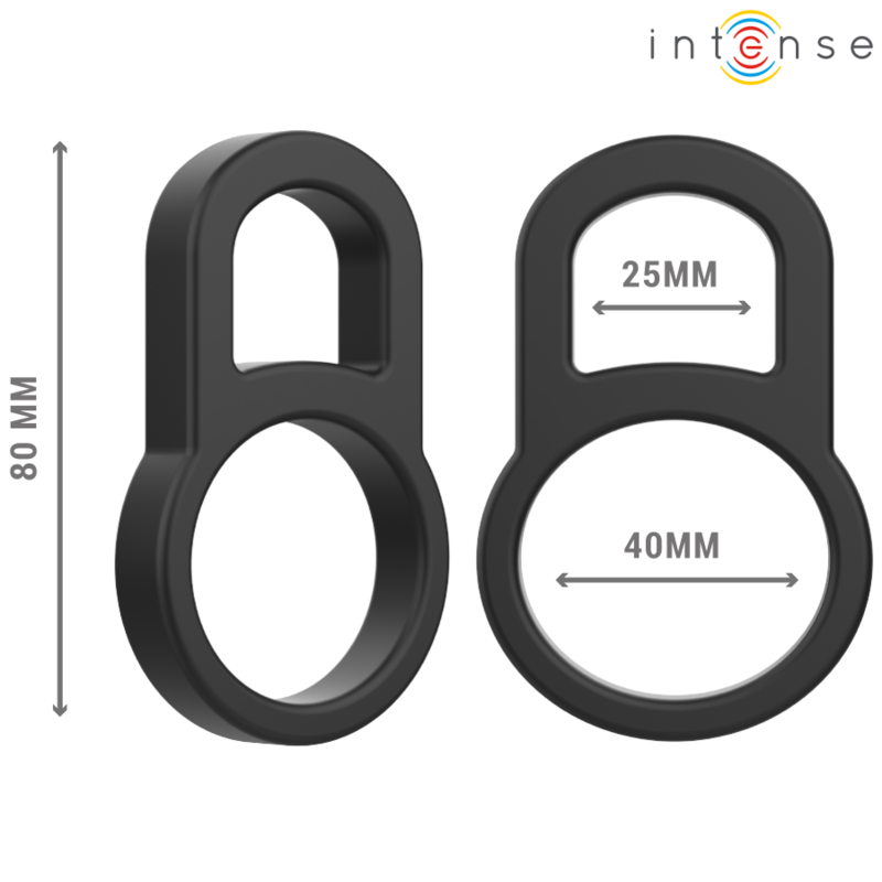 INTENSE - BOBBY DOPPIO ANELLO PER PENE IN SILICONE NERO – Cockring senza vibrazione – foto 3