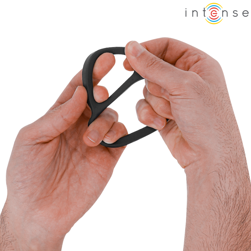 INTENSE - BOBBY DOPPIO ANELLO PER PENE IN SILICONE NERO – Cockring senza vibrazione – foto 4
