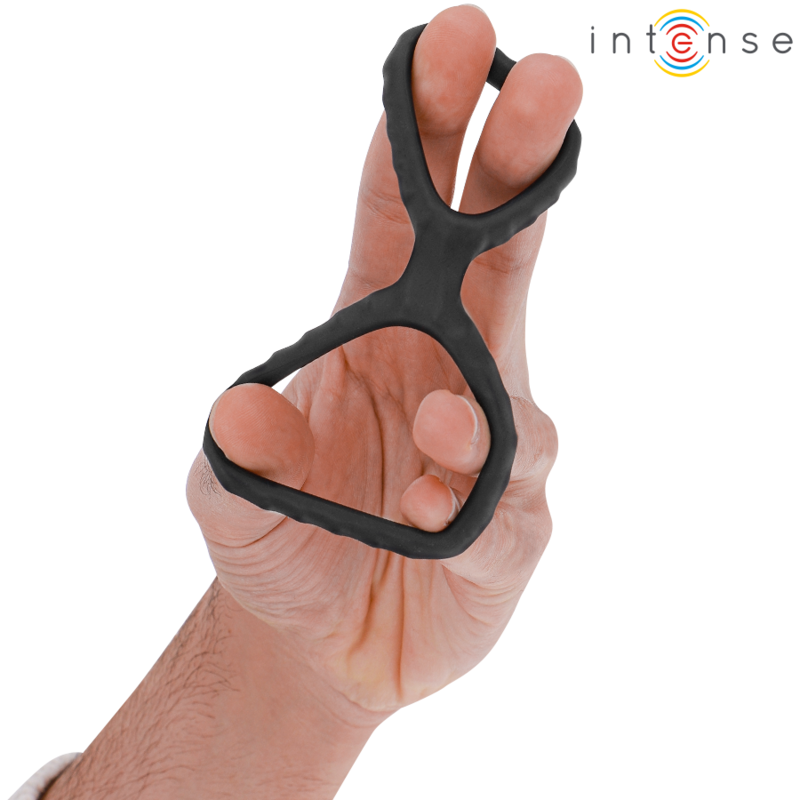 INTENSE - DEWEY DOPPIO ANELLO PER PENE IN SILICONE MODELLO NERO 2 – Cockring senza vibrazione – foto 4