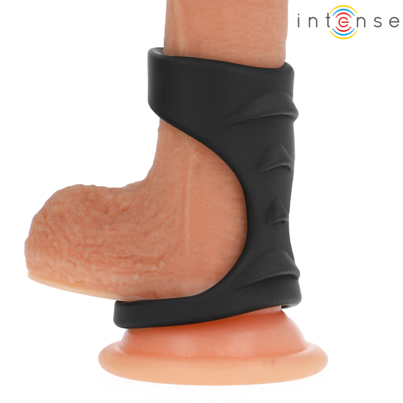 INTENSE - THEO DOPPIO ANELLO PER PENE IN SILICONE MODELLO NERO 3 – Cockring senza vibrazione – foto 2