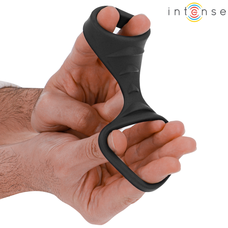 INTENSE - THEO DOPPIO ANELLO PER PENE IN SILICONE MODELLO NERO 3 – Cockring senza vibrazione – foto 4