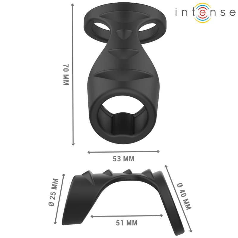INTENSE - THEO DOPPIO ANELLO PER PENE IN SILICONE MODELLO NERO 3 – Cockring senza vibrazione – foto 3