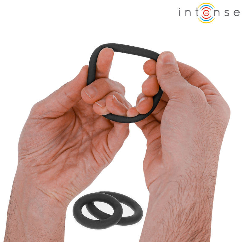 INTENSE - HUGH 3 ANELLI PER PENE IN SILICONE BASIC NERI – Cockring senza vibrazione – foto 4
