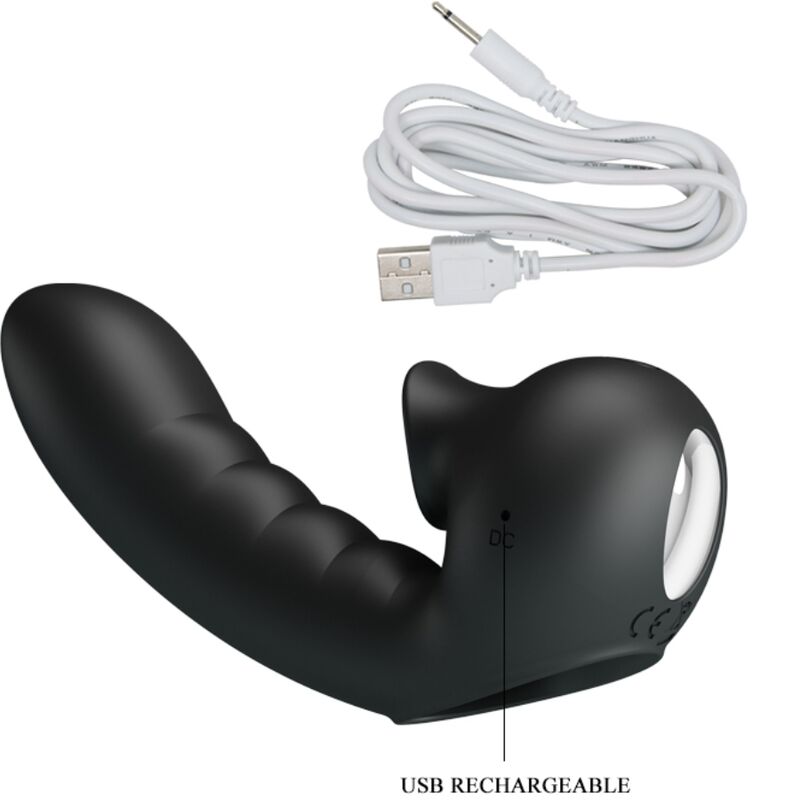 PRETTY LOVE - HOBGOBLIN CUSTODIA PER DITA VIBRANTE 12 VIBRAZIONI + STIMOLATORE CLITORIDE NERO – Vibratori da dito – foto 6