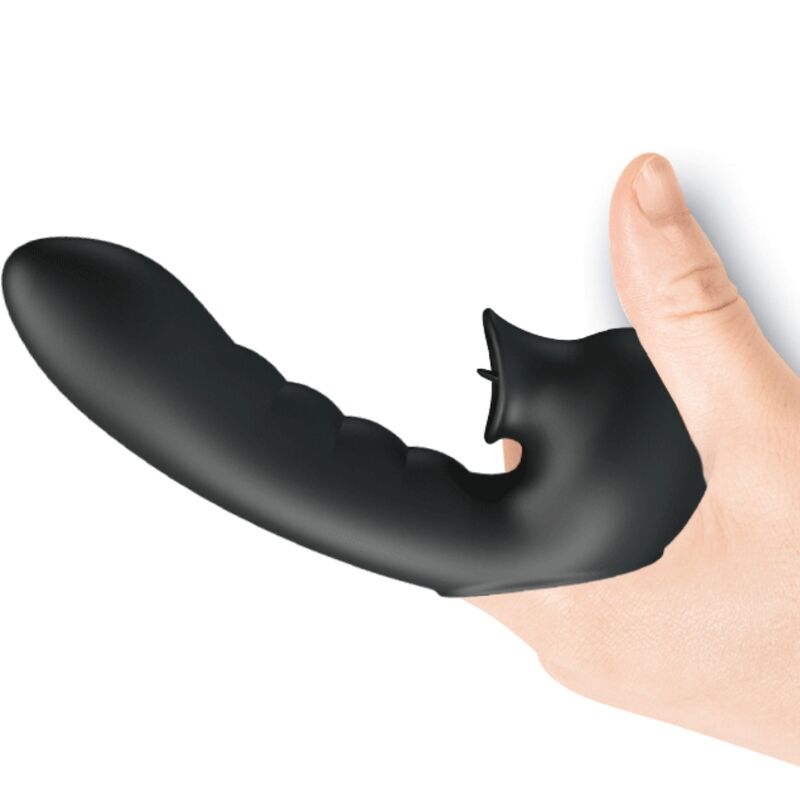 PRETTY LOVE - HOBGOBLIN CUSTODIA PER DITA VIBRANTE 12 VIBRAZIONI + STIMOLATORE CLITORIDE NERO – Vibratori da dito – foto 3