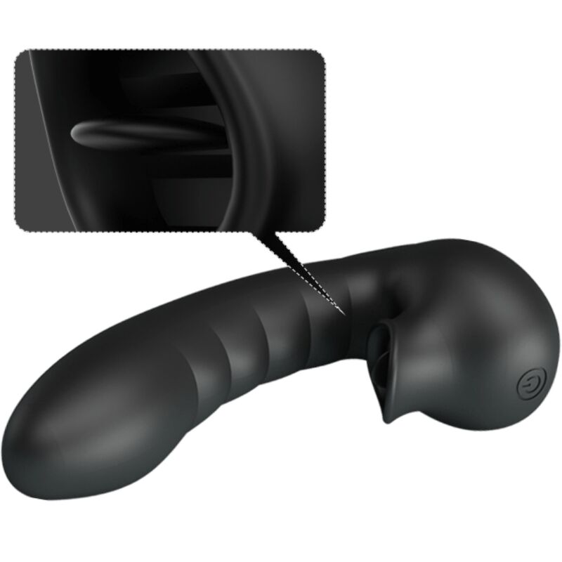 PRETTY LOVE - HOBGOBLIN CUSTODIA PER DITA VIBRANTE 12 VIBRAZIONI + STIMOLATORE CLITORIDE NERO – Vibratori da dito – foto 4