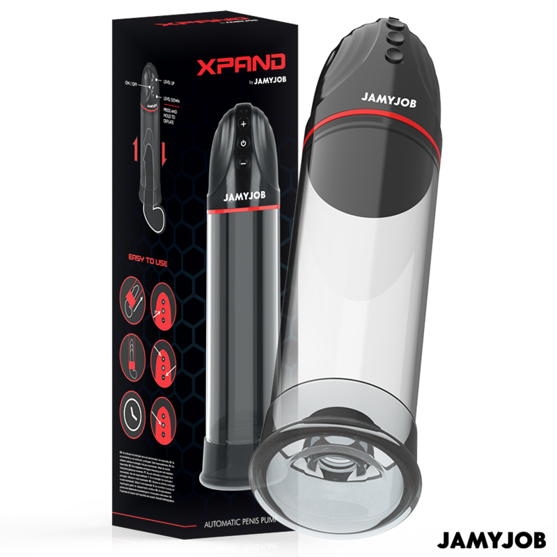 JAMYJOB - POMPA AUTOMATICA XPAND 3 LIVELLI DI ASPIRAZIONE GRIGIA – Pompa per l'ingrandimento del pene – foto 2