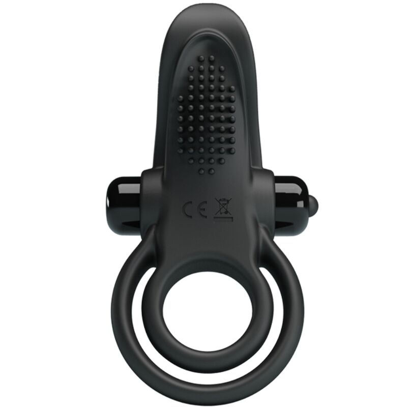 PRETTY LOVE - DOPPIO ANELLO VIBRANTE + STIMOLATORE CLITORIDEO 10 VIBRAZIONI NERO – Cockring con vibrazione – foto 3