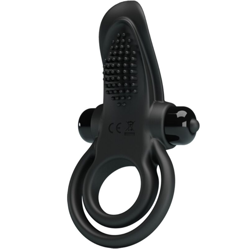 PRETTY LOVE - DOPPIO ANELLO VIBRANTE + STIMOLATORE CLITORIDEO 10 VIBRAZIONI NERO – Cockring con vibrazione