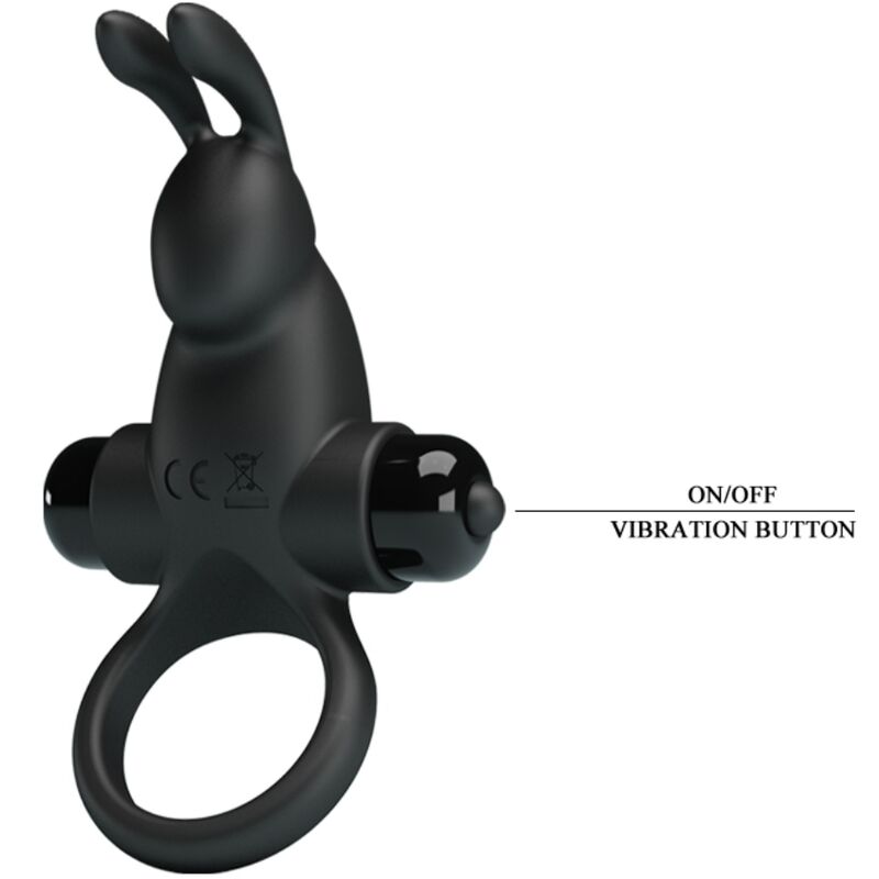 PRETTY LOVE - ANELLO VIBRANTE + STIMOLATORE CLITORIDEO CONIGLIO 10 VIBRAZIONI NERO – Cockring con vibrazione – foto 4