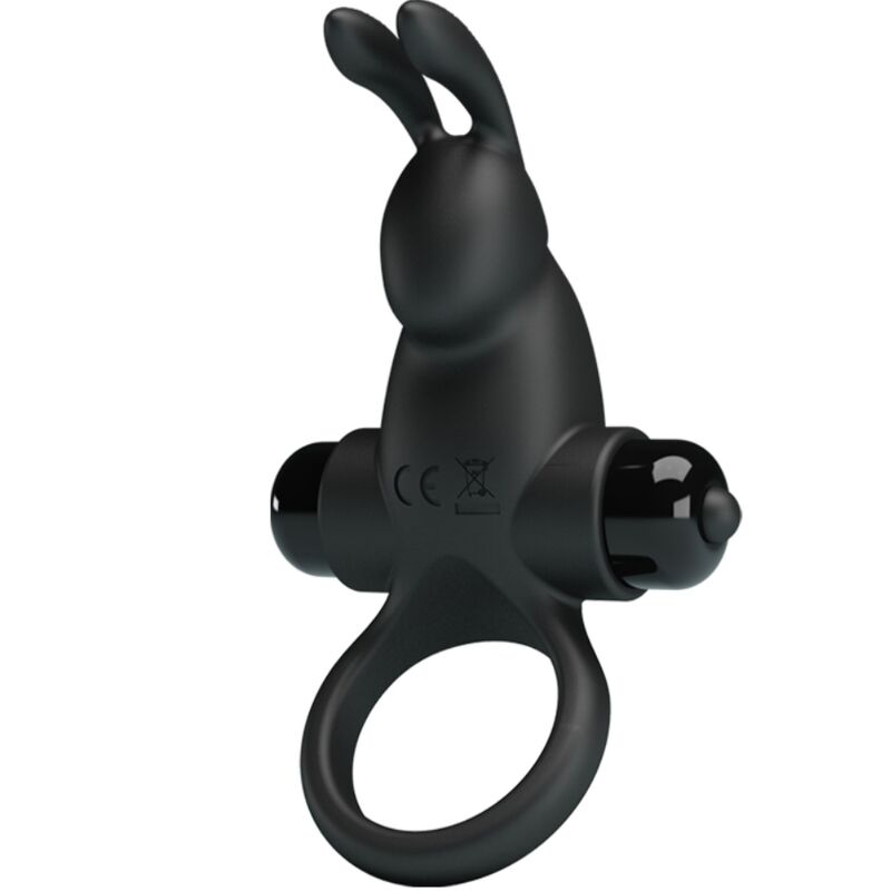 PRETTY LOVE - ANELLO VIBRANTE + STIMOLATORE CLITORIDEO CONIGLIO 10 VIBRAZIONI NERO – Cockring con vibrazione