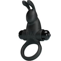 PRETTY LOVE - ANELLO VIBRANTE + STIMOLATORE CLITORIDEO CONIGLIO 10 VIBRAZIONI NERO – Cockring con vibrazione
