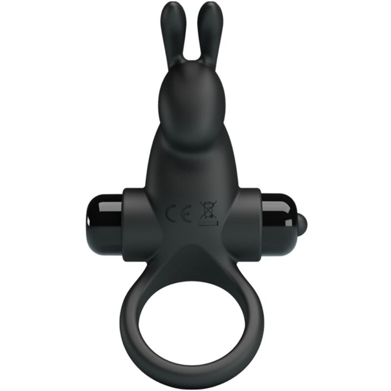 PRETTY LOVE - ANELLO VIBRANTE + STIMOLATORE CLITORIDEO CONIGLIO 10 VIBRAZIONI NERO – Cockring con vibrazione – foto 2