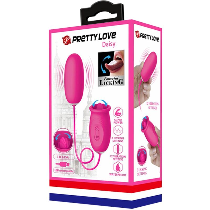PRETTY LOVE - Ovulo vibrante a forma di margherita + lingua stimolante per il clitoride ROSA – Uova vibranti – foto 8