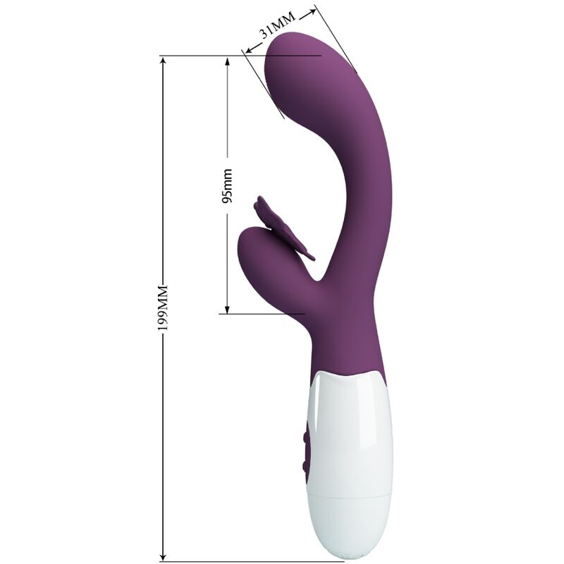 PRETTY LOVE - BUTTERFLY KISS VIBRATORE RABBIT E STIMOLATORE PUNTO G VIOLA – Vibratori di coniglio – foto 3
