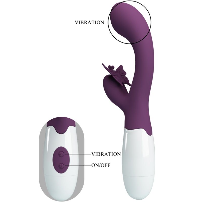 PRETTY LOVE - BUTTERFLY KISS VIBRATORE RABBIT E STIMOLATORE PUNTO G VIOLA – Vibratori di coniglio – foto 4