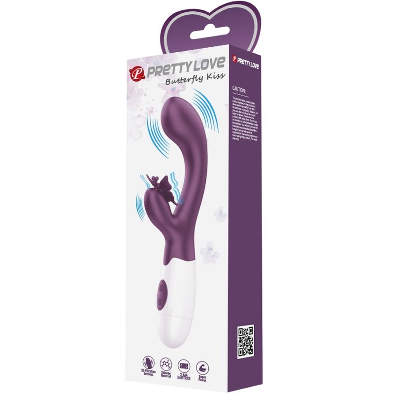 PRETTY LOVE - BUTTERFLY KISS VIBRATORE RABBIT E STIMOLATORE PUNTO G VIOLA – Vibratori di coniglio – foto 6
