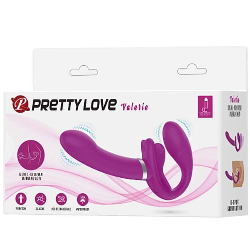 PRETTY LOVE - VALERIE VIBRATORE DOPPIO STRAP-ON 12 VIBRAZIONI VIOLA – Classici vibratori anali o vaginali – foto 7