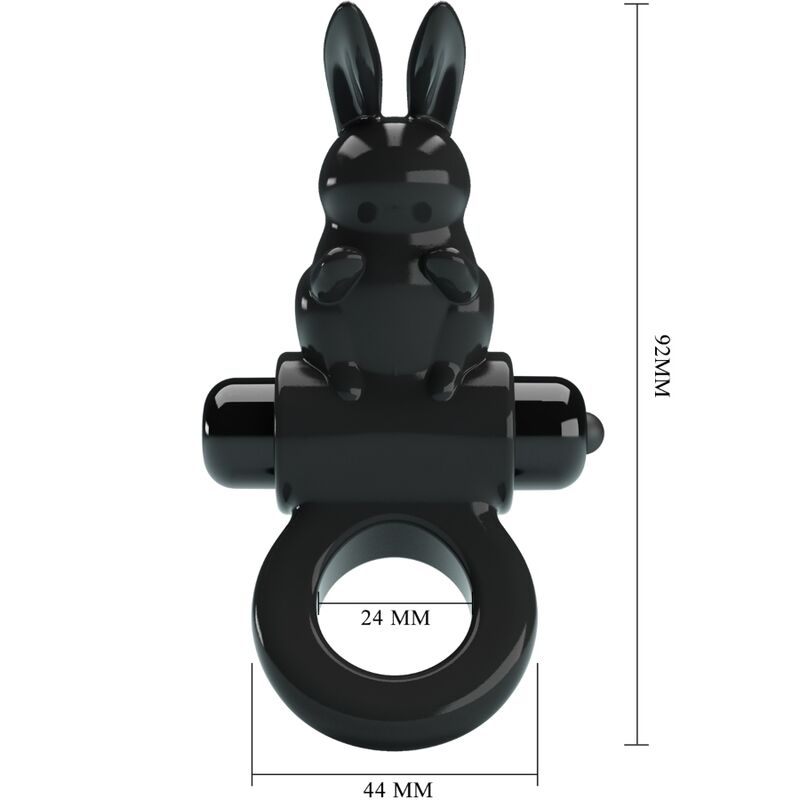PRETTY LOVE - ANELLO VIBRATORE CONIGLIO ECCITANTE 10 VIBRAZIONI NERO – Cockring con vibrazione – foto 3