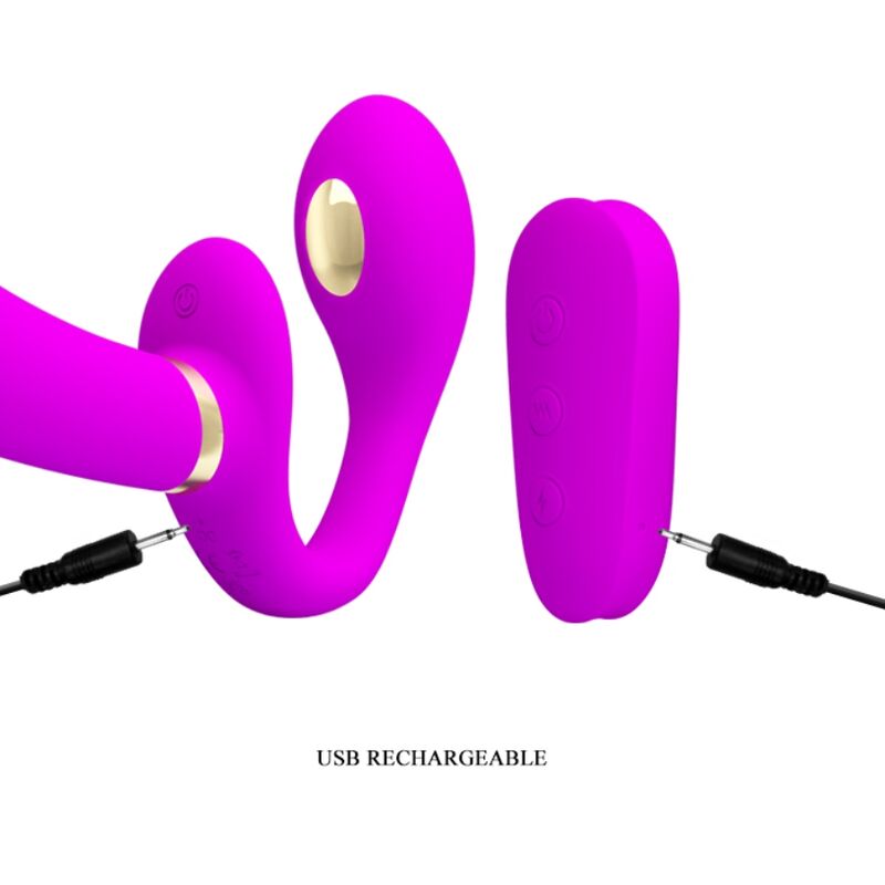 PRETTY LOVE - THUNDERBIRD DOPPIO VIBRATORE CON STRAP-ON E TELECOMANDO VIOLA – Vibratori HI-TECH – foto 6