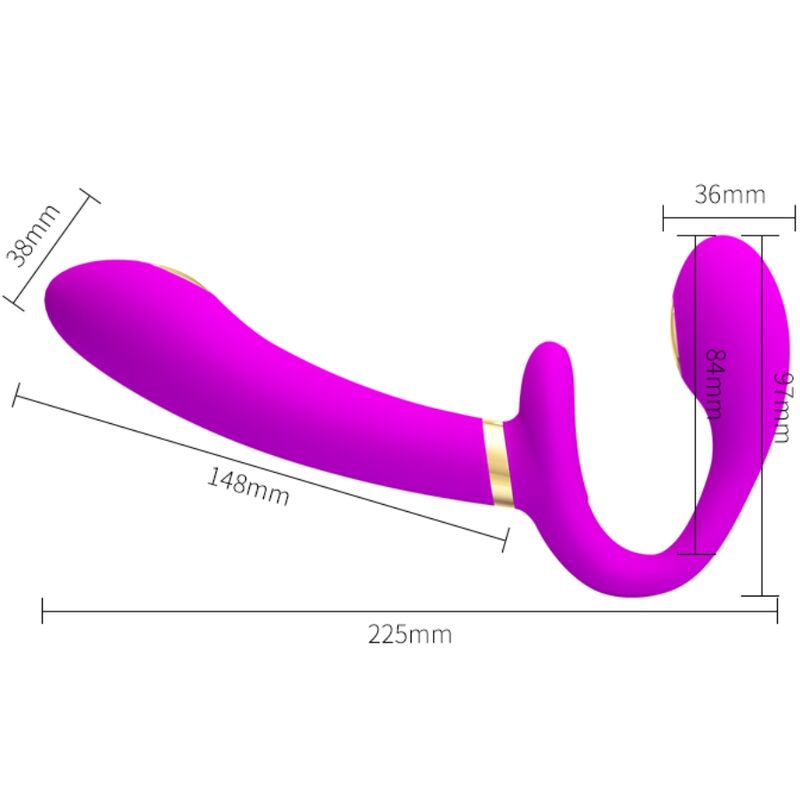 PRETTY LOVE - THUNDERBIRD DOPPIO VIBRATORE CON STRAP-ON E TELECOMANDO VIOLA – Vibratori HI-TECH – foto 4