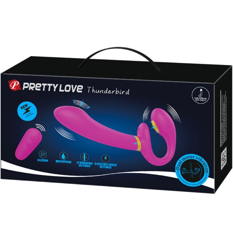 PRETTY LOVE - THUNDERBIRD DOPPIO VIBRATORE CON STRAP-ON E TELECOMANDO VIOLA – Vibratori HI-TECH – foto 7