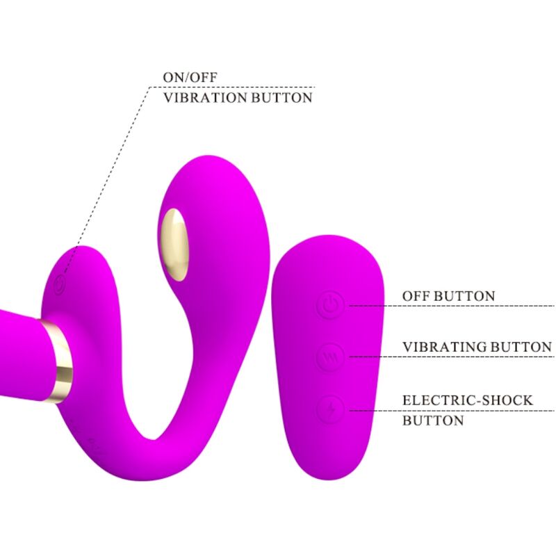 PRETTY LOVE - THUNDERBIRD DOPPIO VIBRATORE CON STRAP-ON E TELECOMANDO VIOLA – Vibratori HI-TECH – foto 5