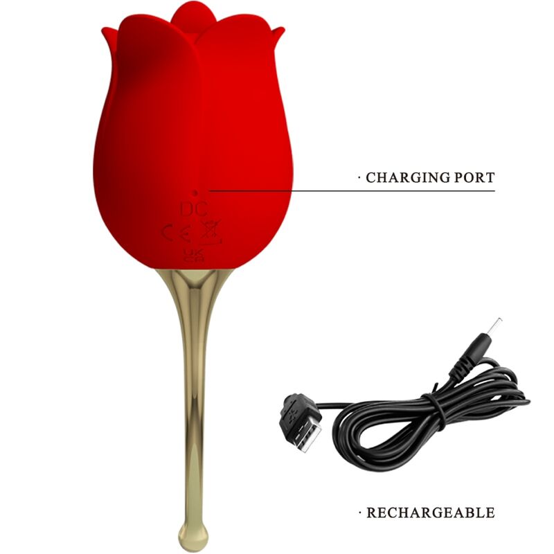 PRETTY LOVE - ROSE LOVER STIMOLATORE CLITORIDEO ROSE 12 VIBRAZIONI ROSSO – Per il clitoride – foto 5