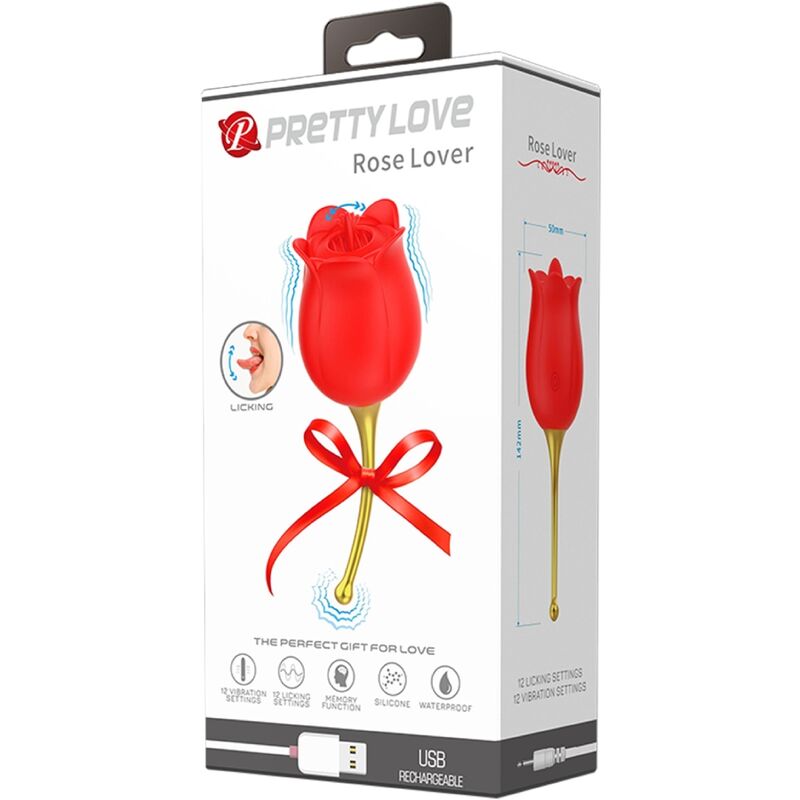 PRETTY LOVE - ROSE LOVER STIMOLATORE CLITORIDEO ROSE 12 VIBRAZIONI ROSSO – Per il clitoride – foto 6