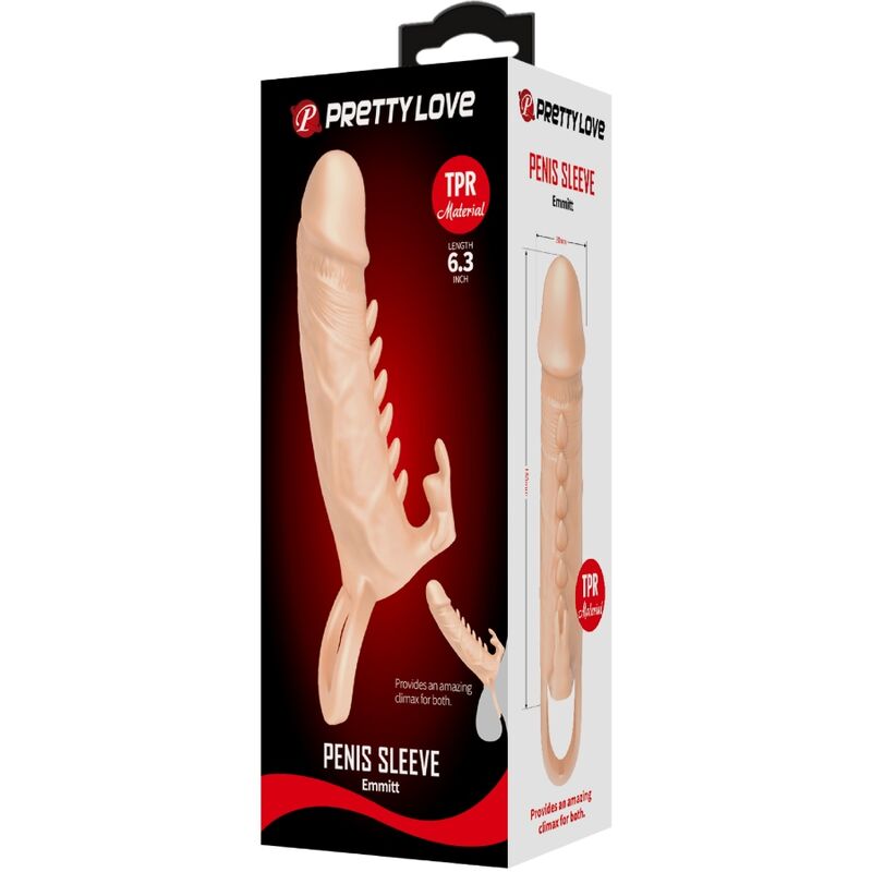 PRETTY LOVE - EMMIT GUAINA PER PENE + STIMOLATORE PER CLITORIDE FLESH – Copri pene con estensione – foto 5