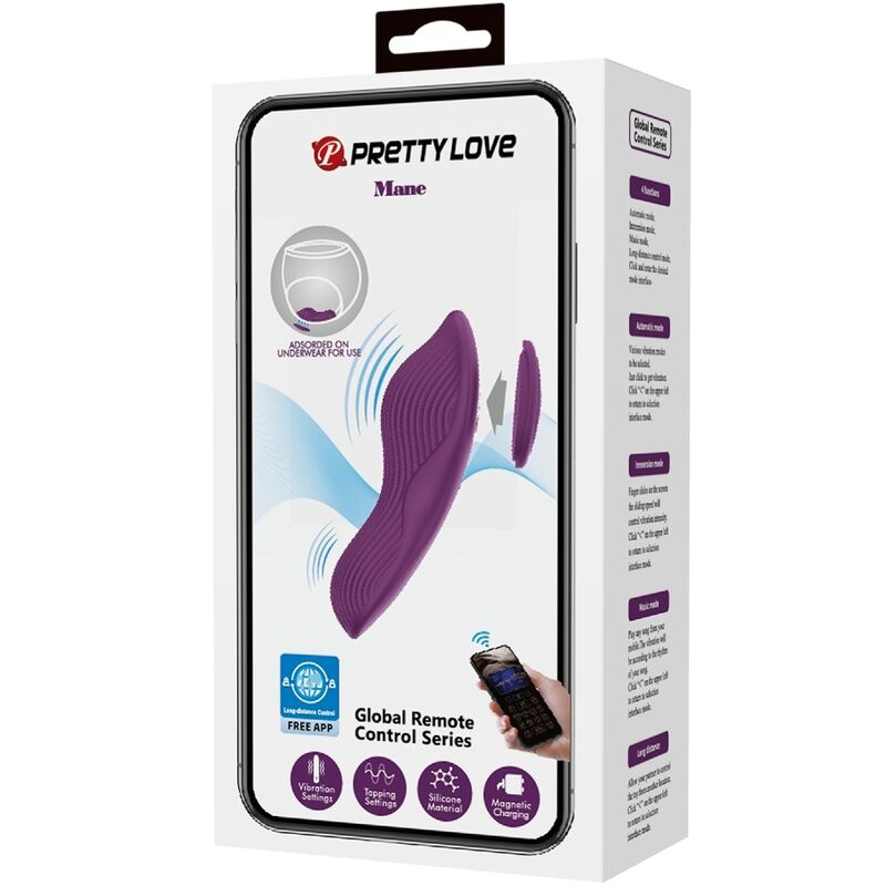 PRETTY LOVE - MANE LAY ON CLITORIDE MASSAGGIATORE 10 VIBRAZIONI TELECOMANDO VIOLA – Massaggiatrici – foto 6