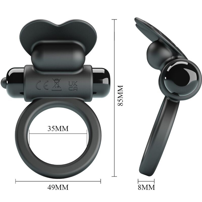 PRETTY LOVE - DEBONAIRE ANELLO VIBRANTE CONIGLIO 10 VIBRAZIONI NERO – Cockring con vibrazione – foto 4