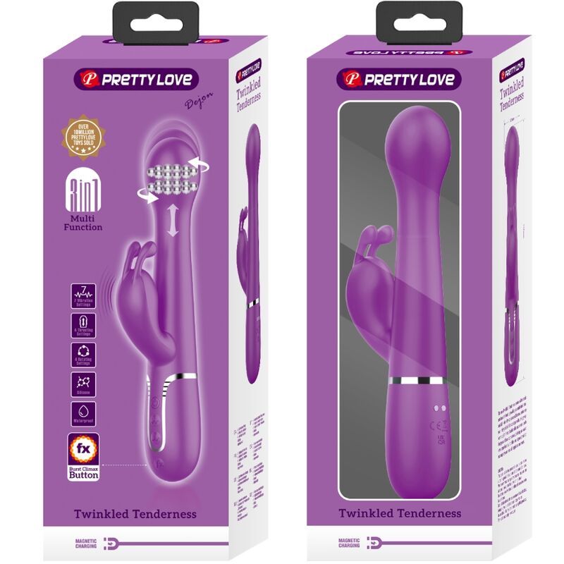 PRETTY LOVE - DEJON 3 IN 1 MULTIFUNZIONE VIBRATORE CONIGLIO VIOLA – Vibratori HI-TECH – foto 8