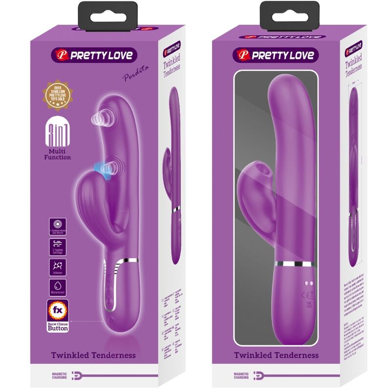 PRETTY LOVE - PERLITA 3 IN 1 VIBRATORE MULTIFUNZIONE CONIGLIO VIOLA – Vibratori di coniglio – foto 8