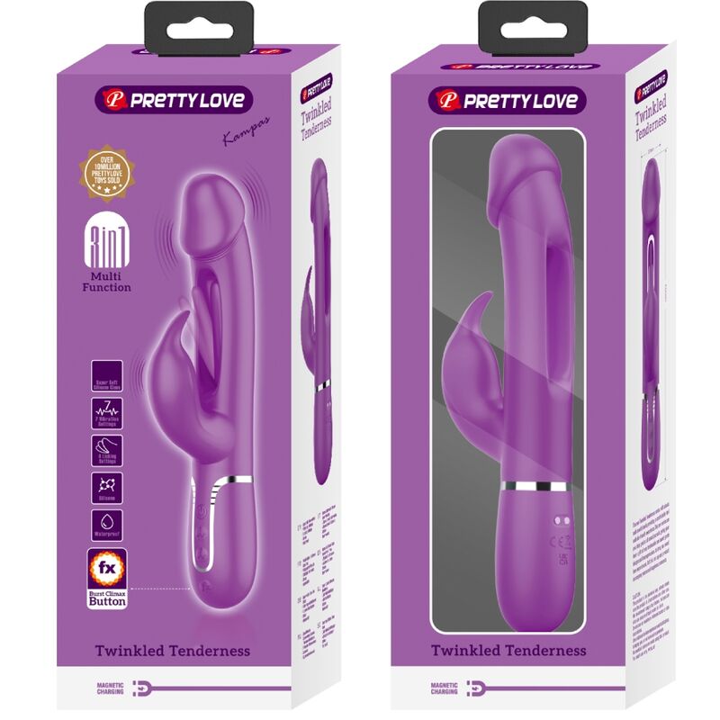 PRETTY LOVE - KAMPAS 3 IN 1 MULTIFUNZIONE VIBRATORE CONIGLIO VIOLA – Vibratori di coniglio – foto 8
