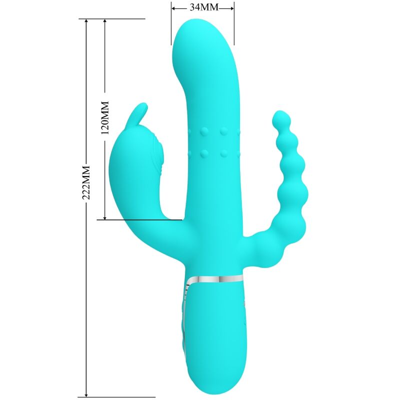 PRETTY LOVE - CAMMY 4 IN 1 MULTIFUNZIONE VIBRATORE TRIPLE RABBIT BLU – Vibratori di coniglio – foto 6